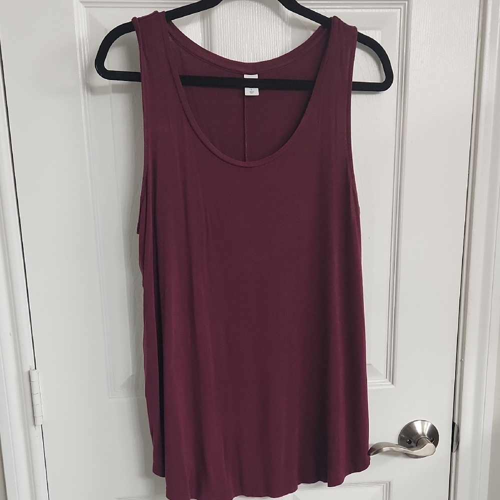 Old Navy Deep Red Luxe Scoop Neck Rank Top Size: L - Picture 3 of 6